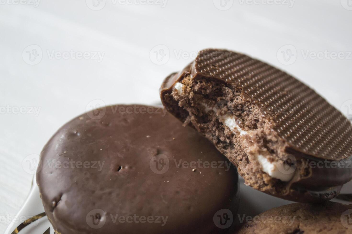 chocola koekjes dichtbij omhoog foto