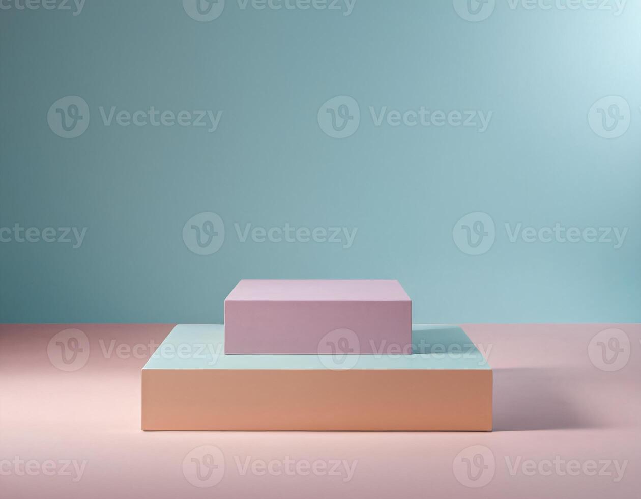 minimalistische pastel podium Aan zacht achtergrond Product Scherm staan foto