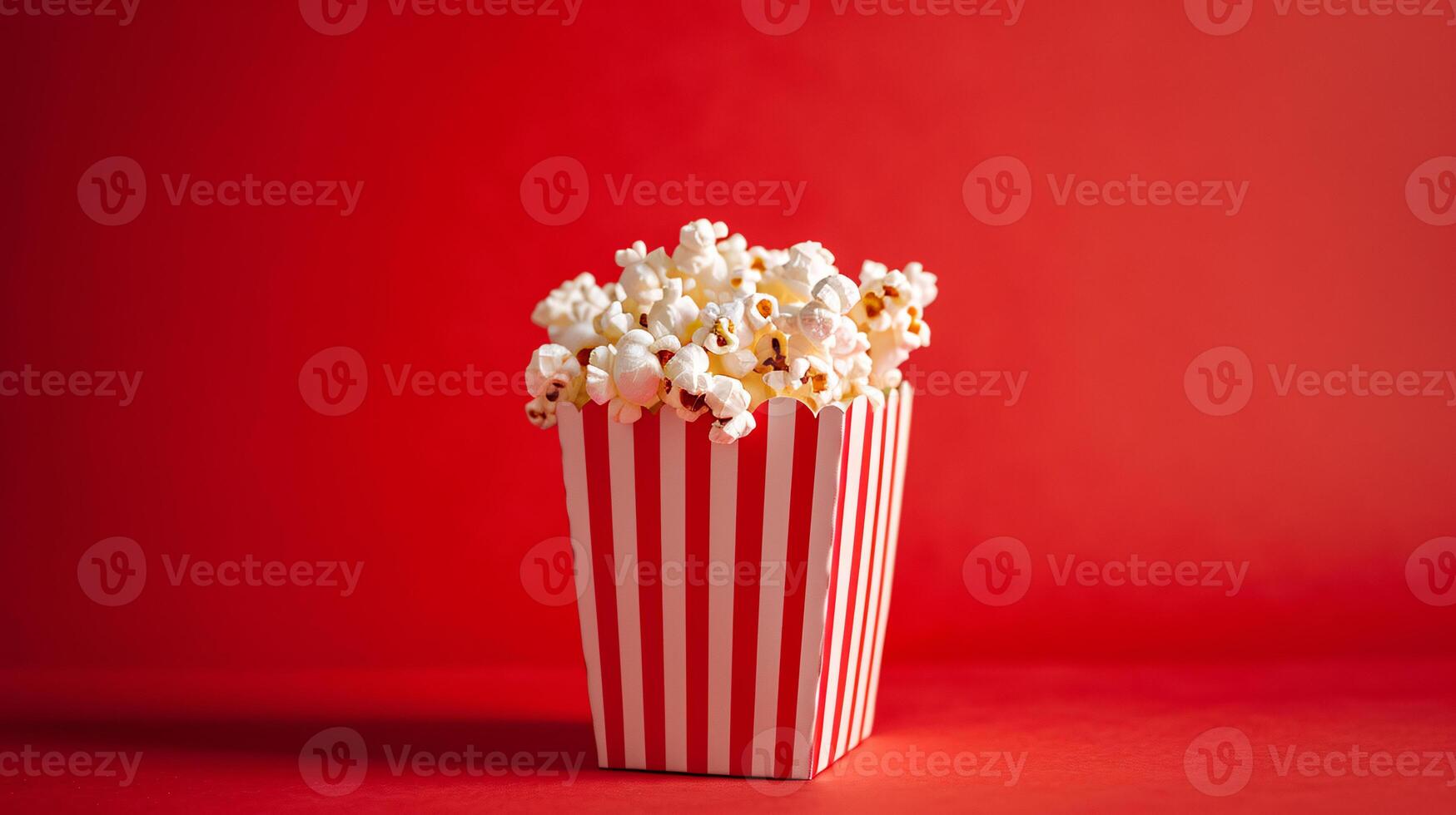 een opvallend samenstelling met een verleidelijk pak van popcorn tegen een levendig, monochromatisch backdrop foto