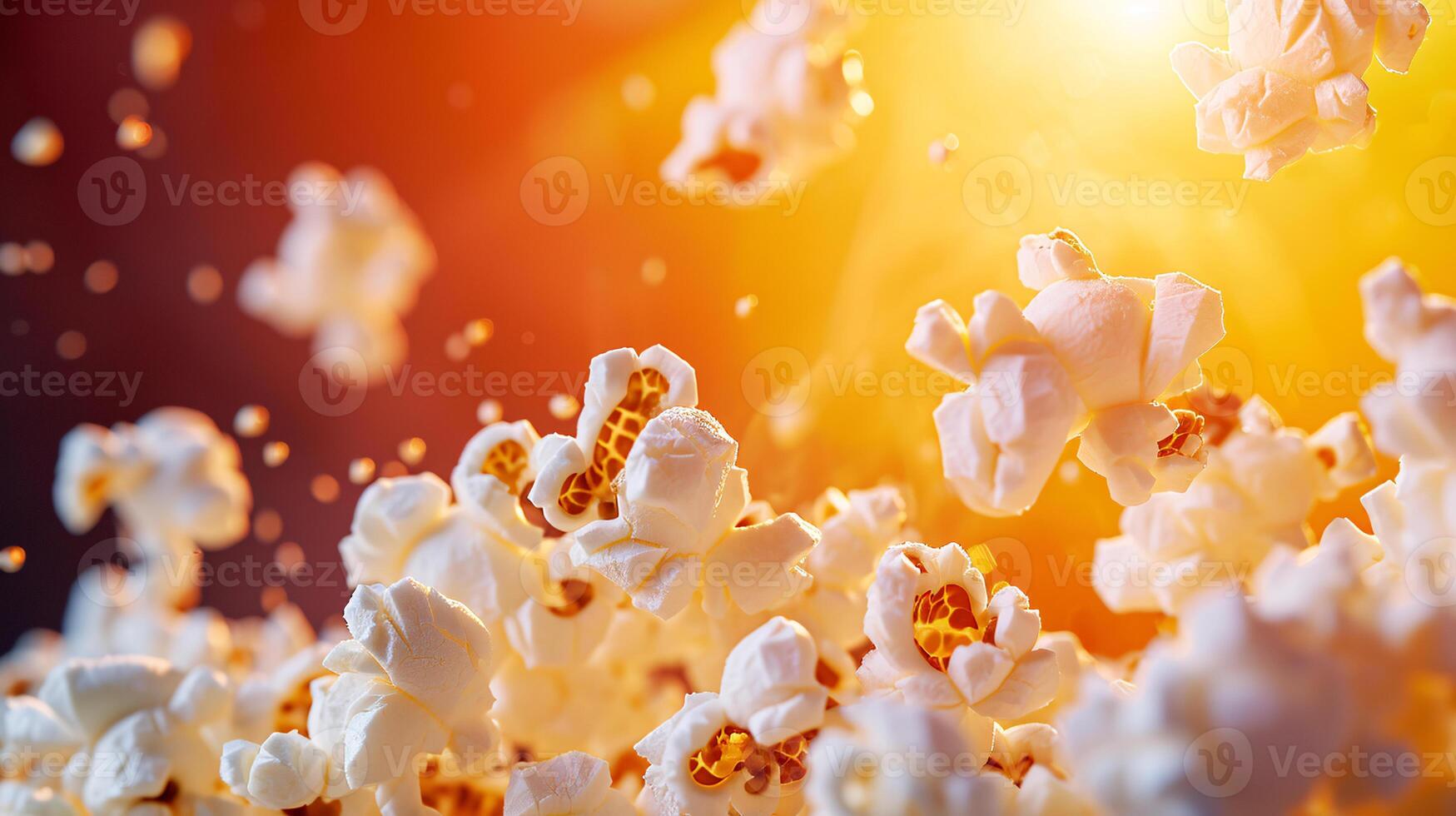 een opvallend samenstelling met een verleidelijk pak van popcorn tegen een levendig, monochromatisch backdrop foto