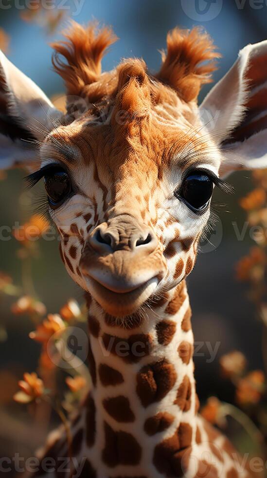 giraffe kalf dier besnoeiing mascotte dieren in het wild foto