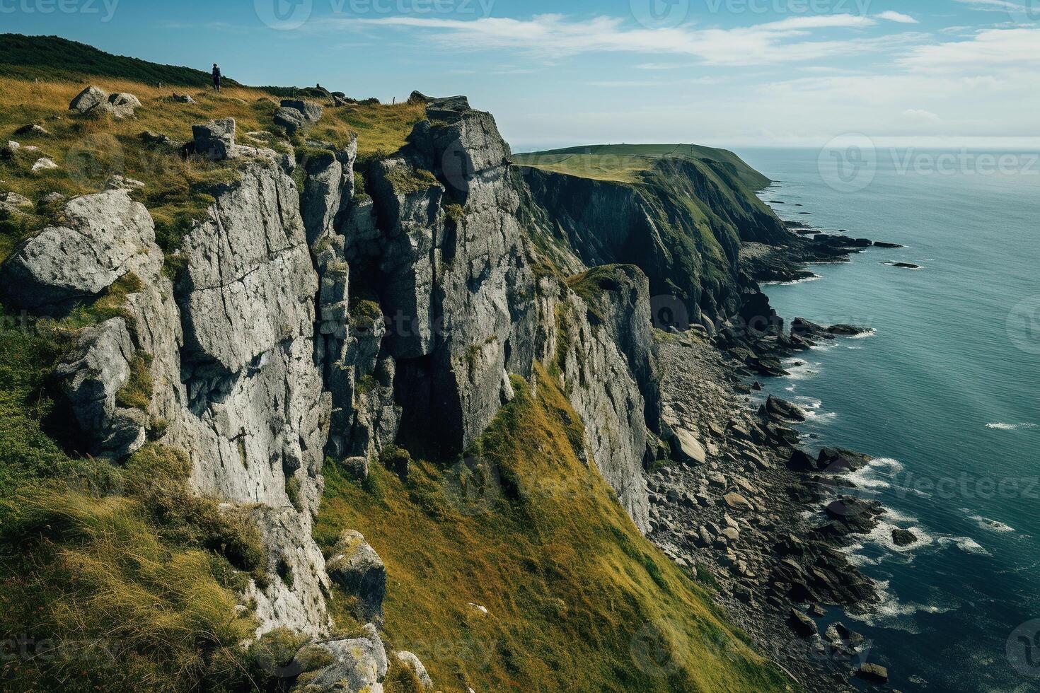 mooi landschap van een rotsachtig kust. gegenereerd door kunstmatig intelligentie- foto