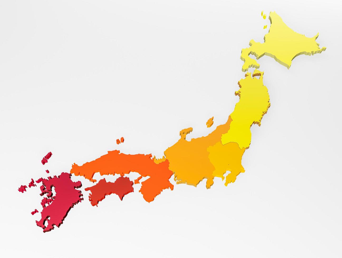 kaart japan 3D-kaart realistisch.3D-rendering foto