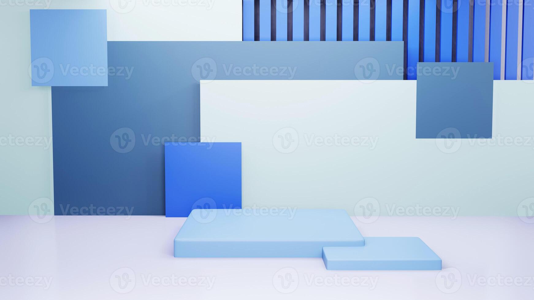abstract bouwkundig achtergrond met wit en blauw dozen installatie. 3d geven illustratie foto