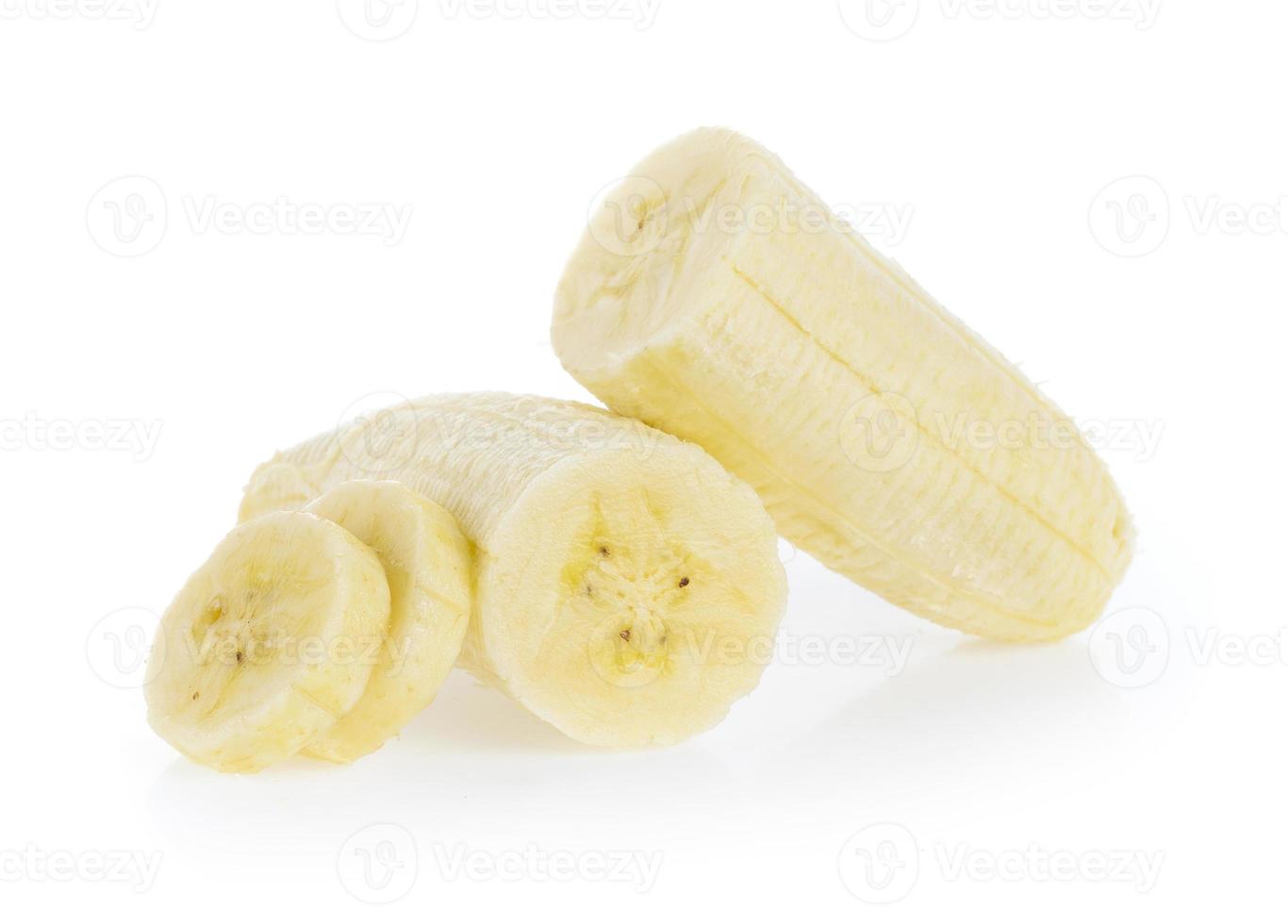 plakje banaan geïsoleerd op witte achtergrond foto