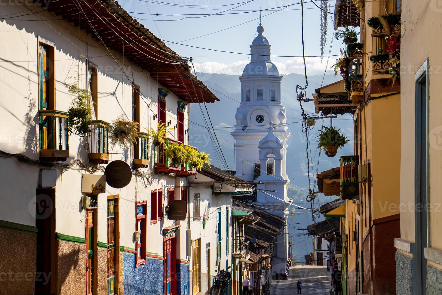 visie van de mooi erfgoed stad- van salamina gelegen Bij de afdeling van calda's in Colombia foto