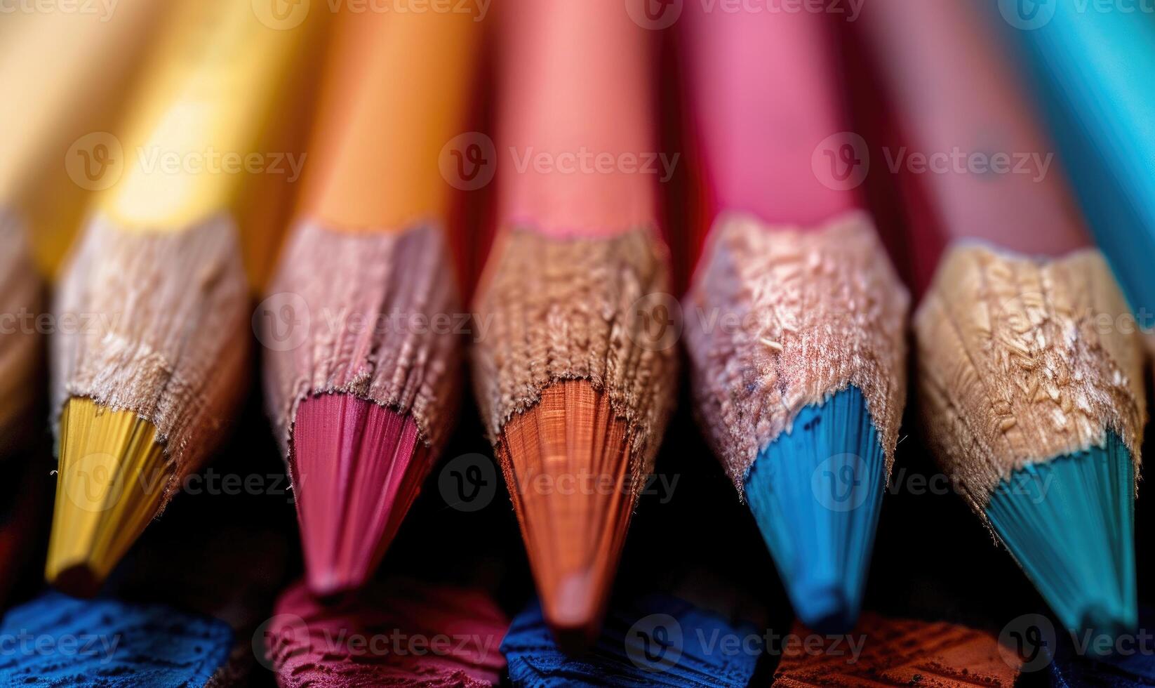 detailopname van een reeks van gekleurde potloden foto