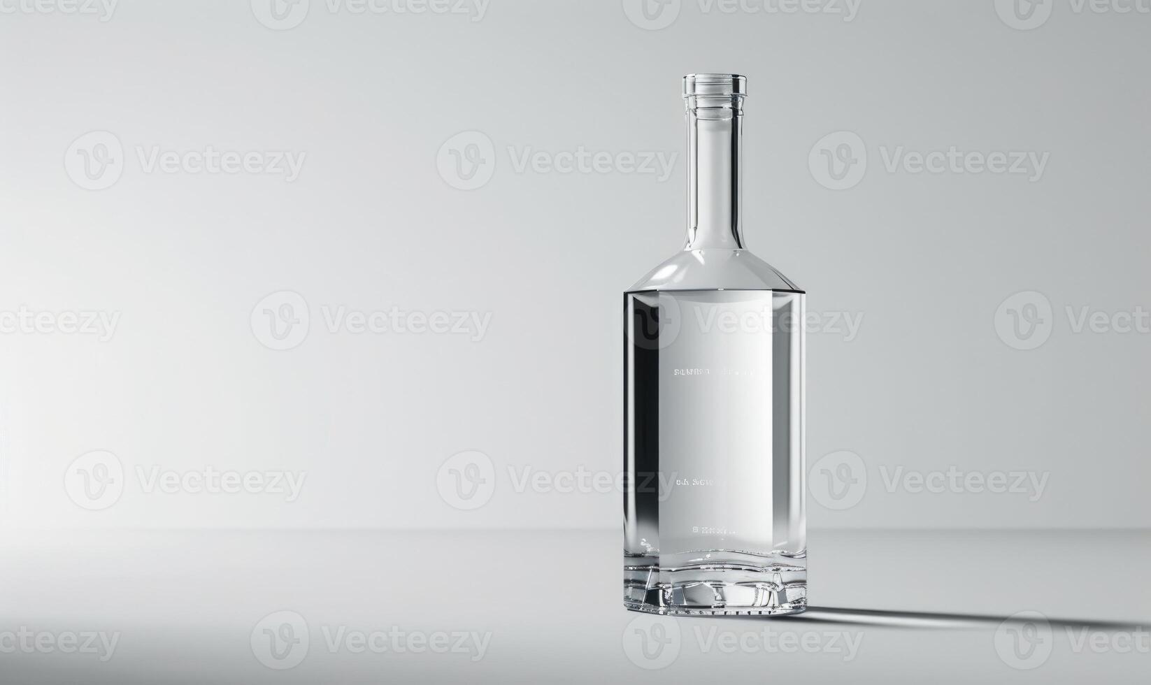 studio schot van een strak glas fles mockup gevulde met premie wodka foto