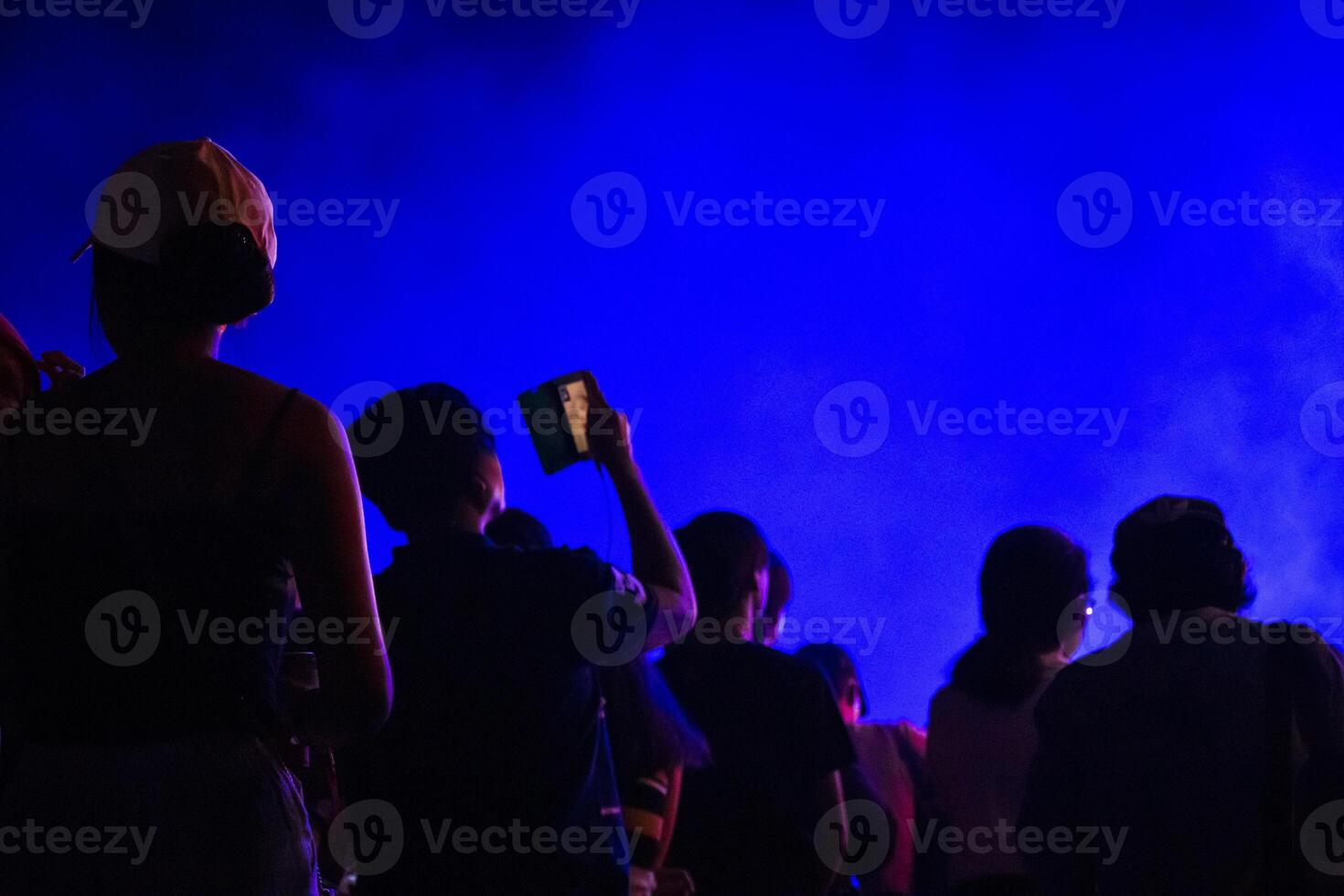 groep van mensen hebben pret Bij muziek- concert foto