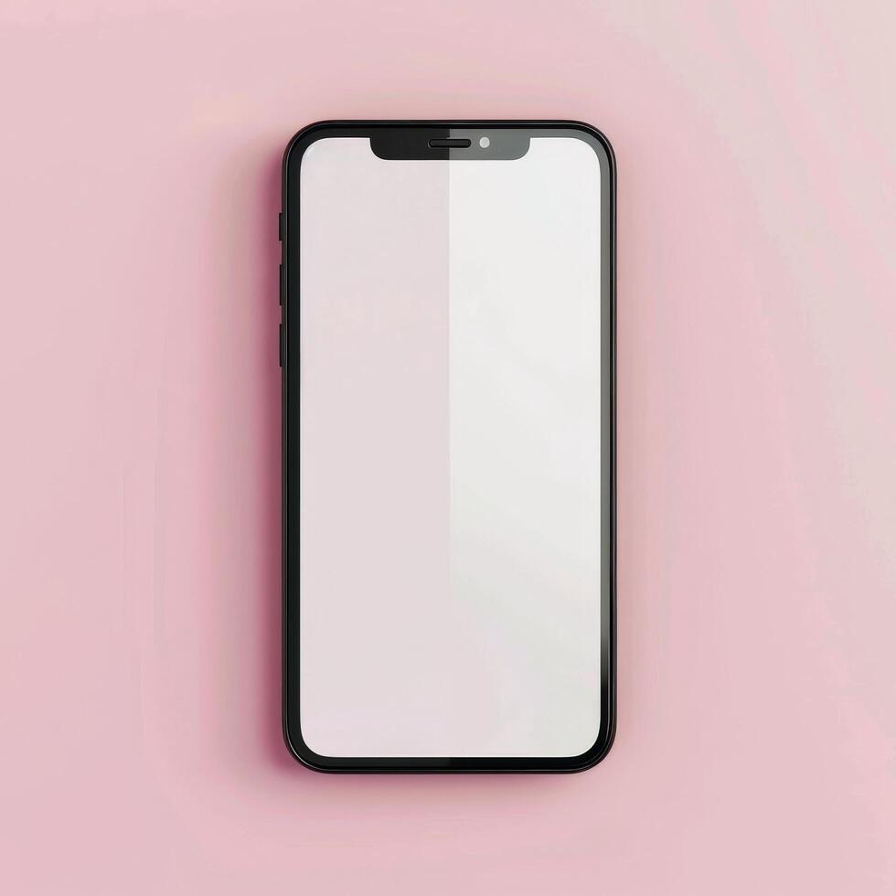 iphone met blanco scherm Aan roze achtergrond foto