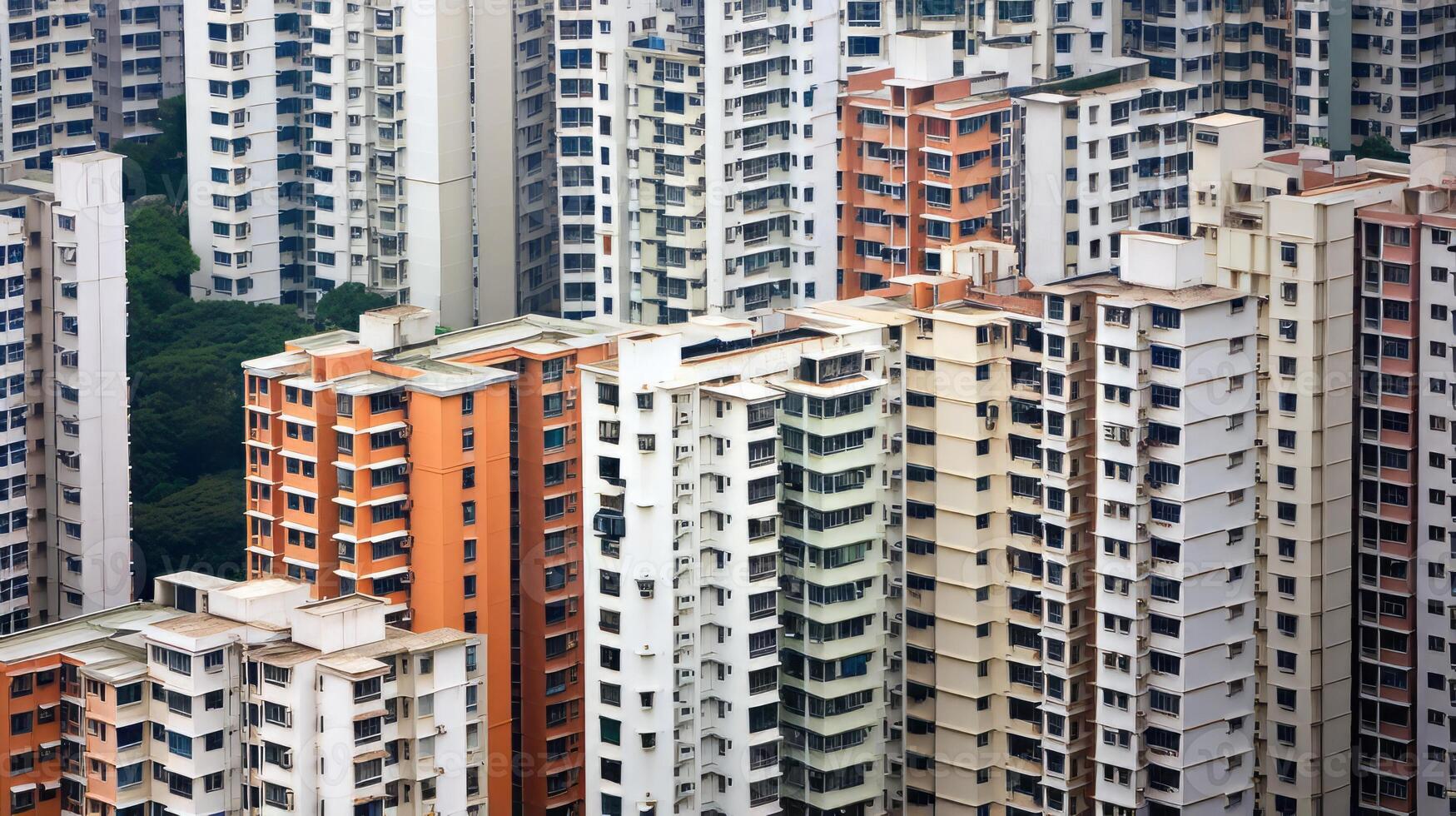 ai gegenereerd groot groep van hoog gebouwen in een stad. generatief ai foto