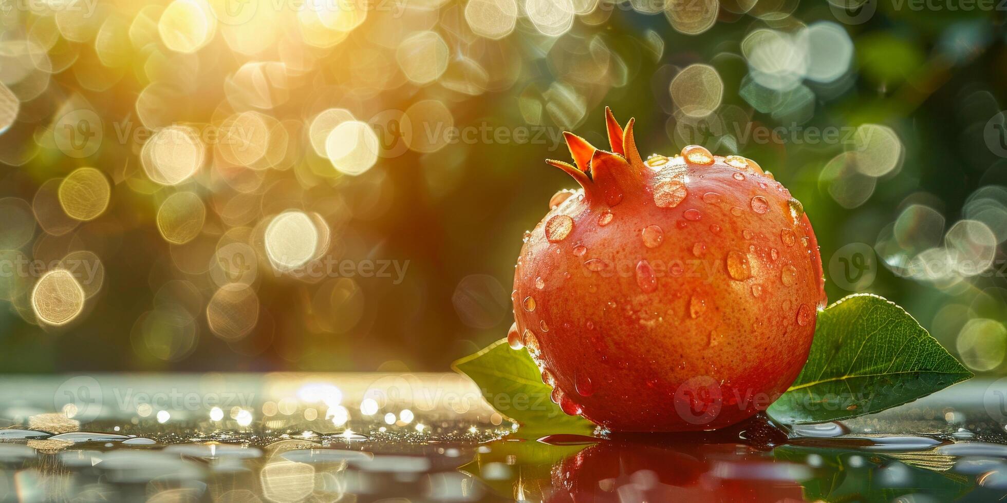 ai gegenereerd granaatappel met water druppels foto