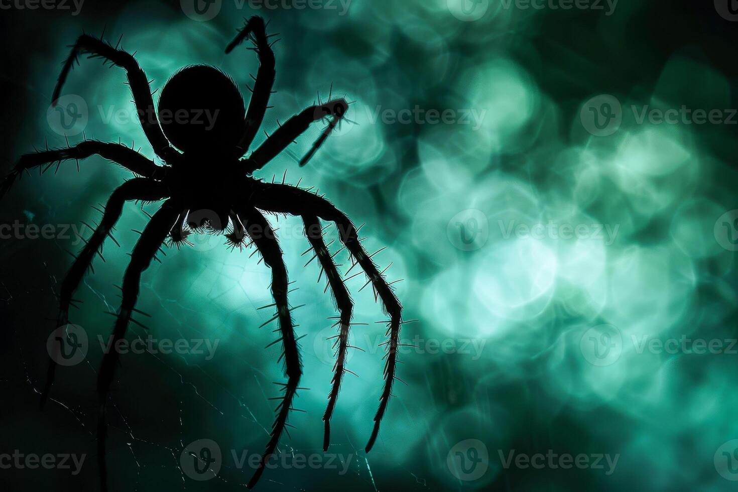 sinister spin silhouet tegen een humeurig bokeh groen achtergrond foto