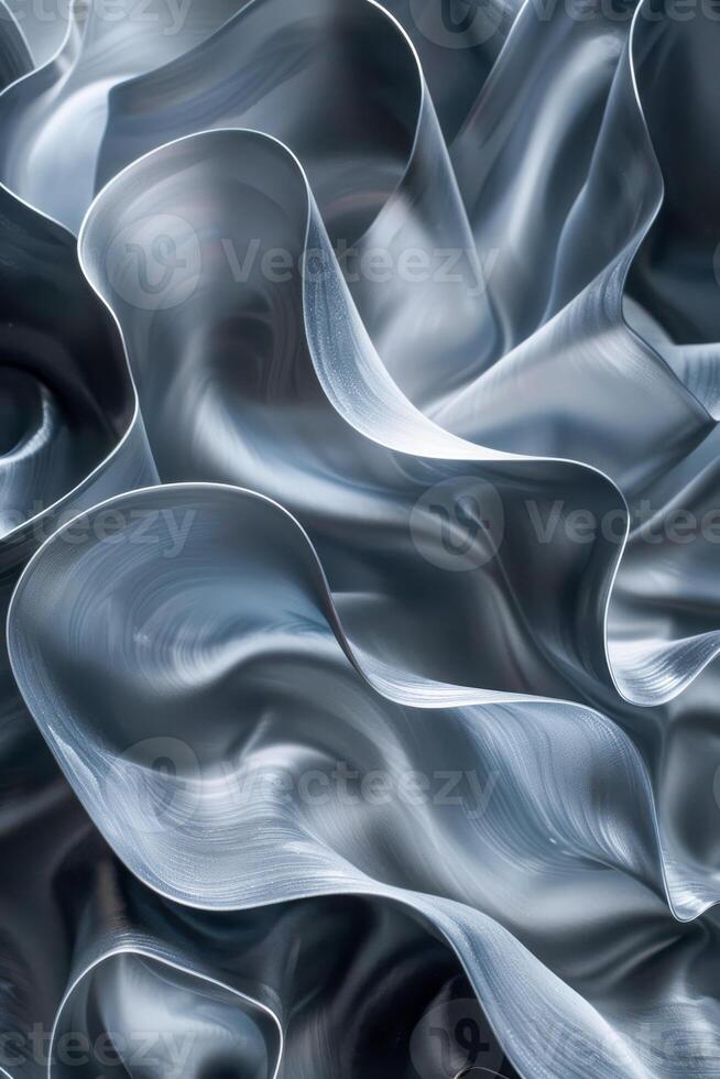 abstract artistiek golven van glinsterende zilver kleding stof foto