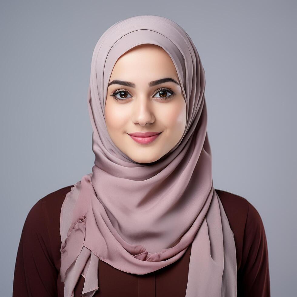 portret van een jong moslim vrouw geschikt voor gebruik in schoonheid en cultuur vertegenwoordiging foto