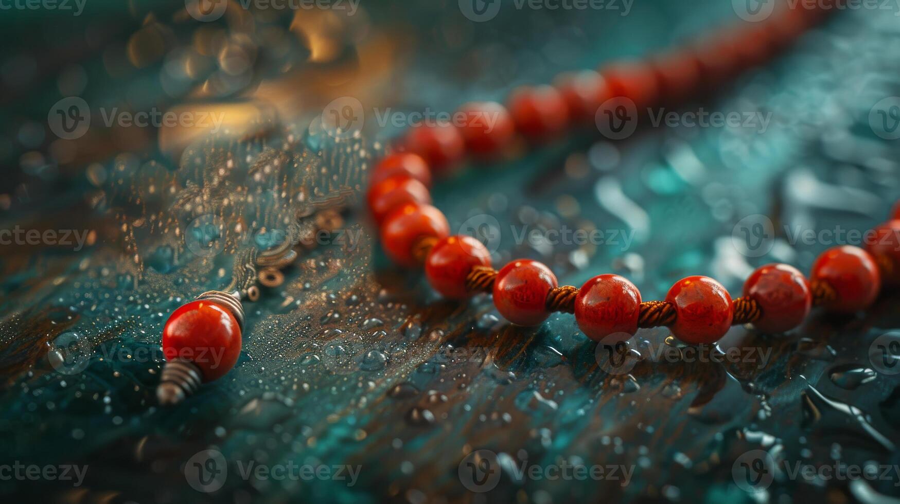 detailopname moslim gebed rozenkrans foto