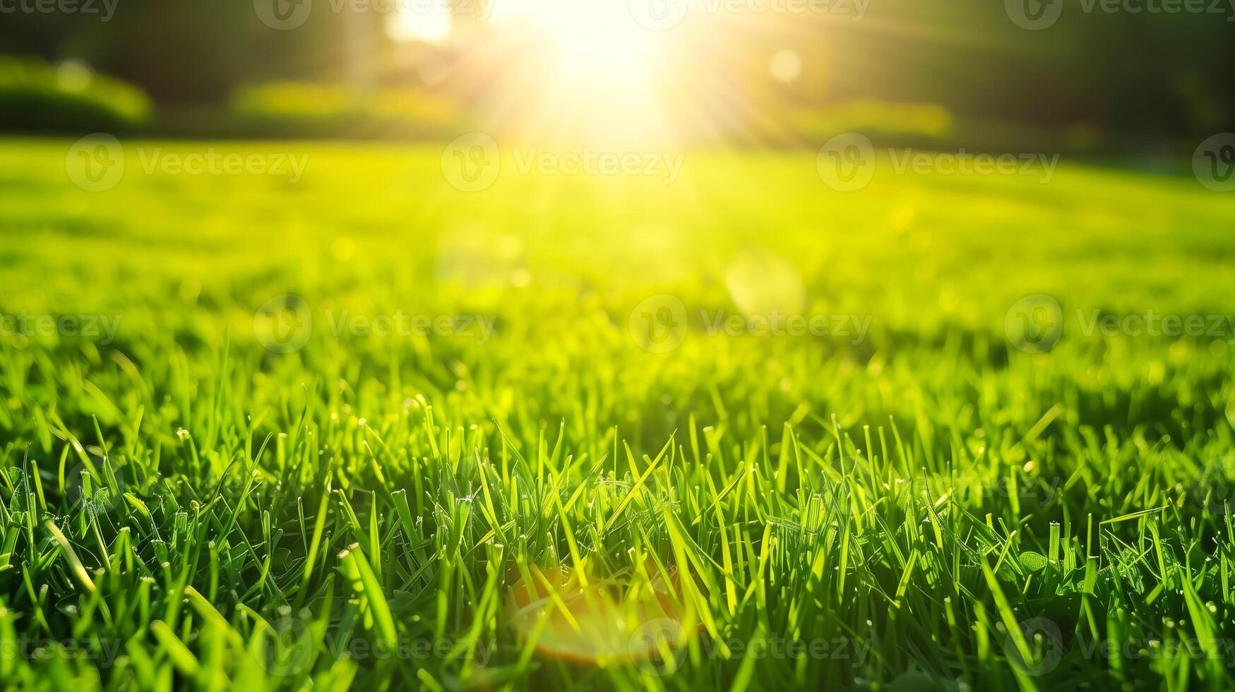 groen gras met zonlicht. mooi zomer achtergrond, kopiëren ruimte. grond niveau visie. foto