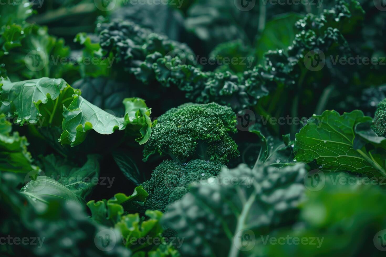 gezond aan het eten concept met groen groenten en donker bladerrijk voedsel. foto