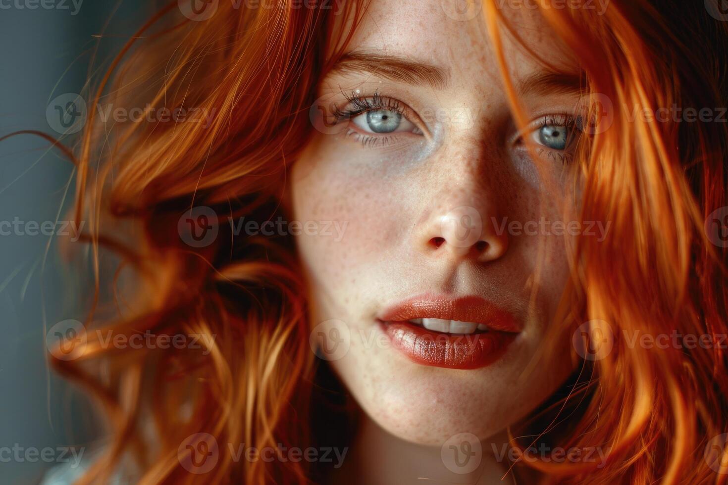 mooi meisje met gezond rood haar- en vakantie verzinnen. foto