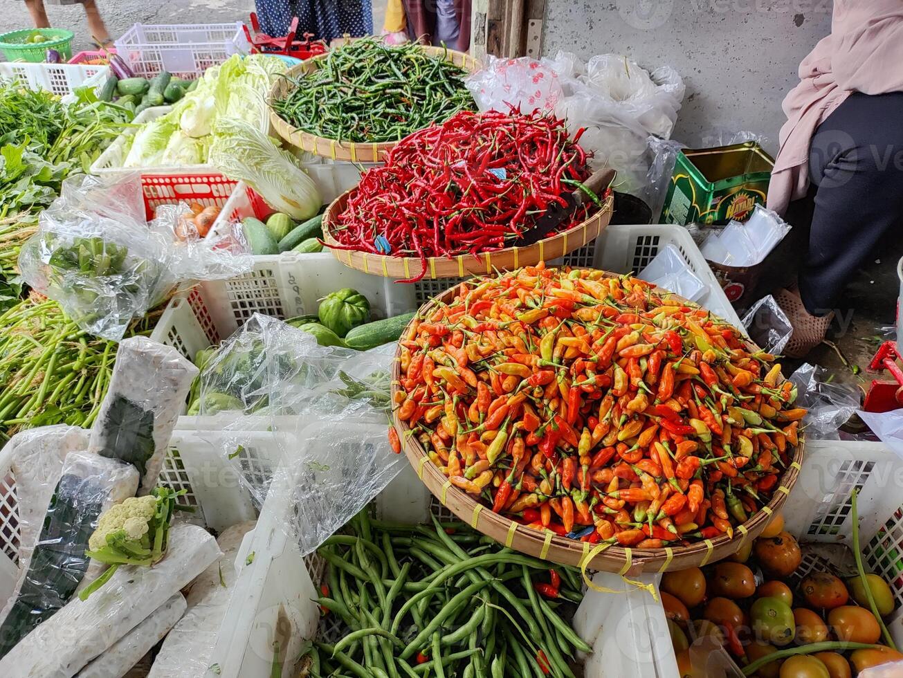 visie van werkzaamheid Bij traditioneel markt in soerakarta, Indonesië foto