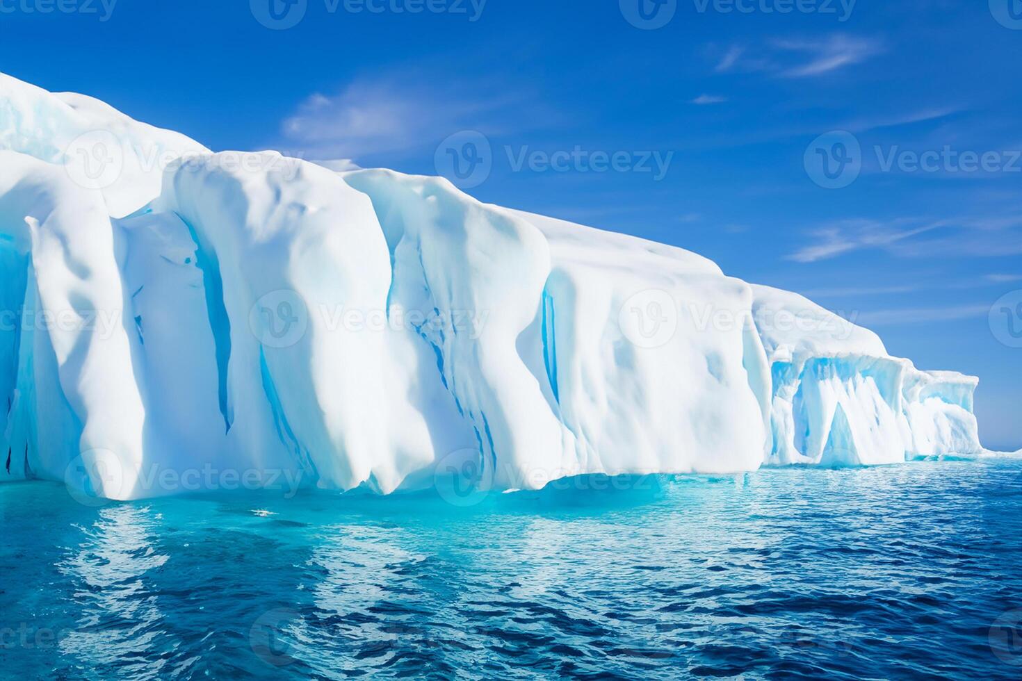 majestueus ijs kliffen gekroond door een koel atmosfeer, ingelijst door de mooi zee en lucht, toveren een harmonisch panorama van van de natuur ijzig grootsheid en oceanisch pracht foto