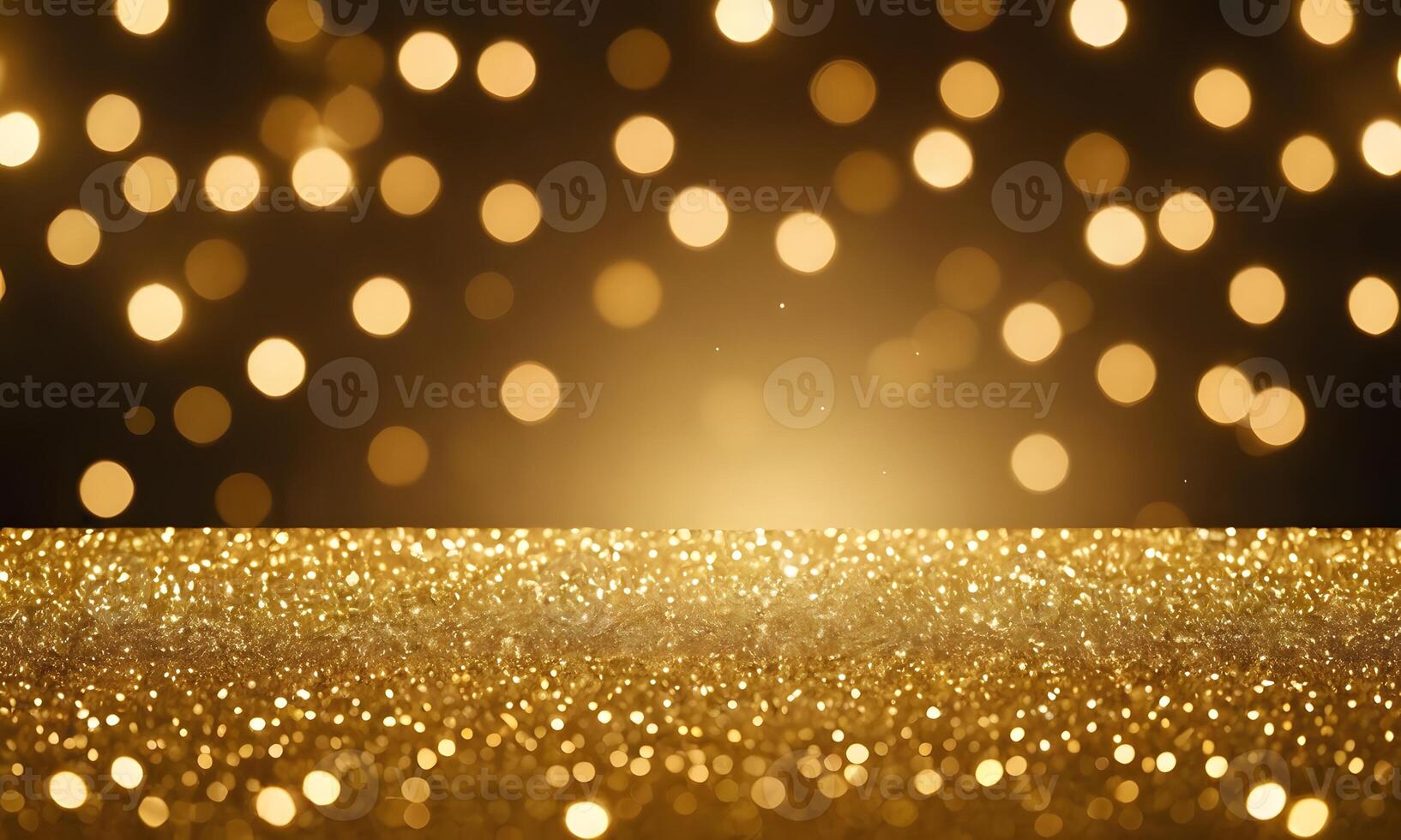 abstract goud achtergrond met vervagen bokeh licht, schitteren gloed magisch moment luxe atmosfeer Aan grond stadium foto