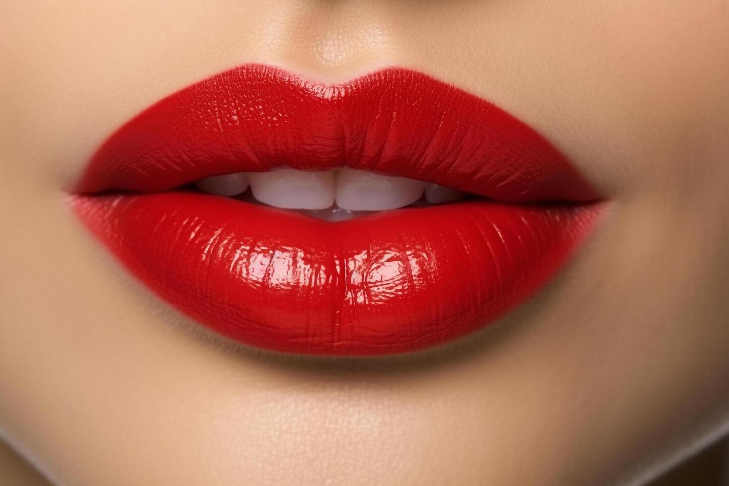 detailopname van mooi vrouw mond met kleurrijk lippenstift.. foto