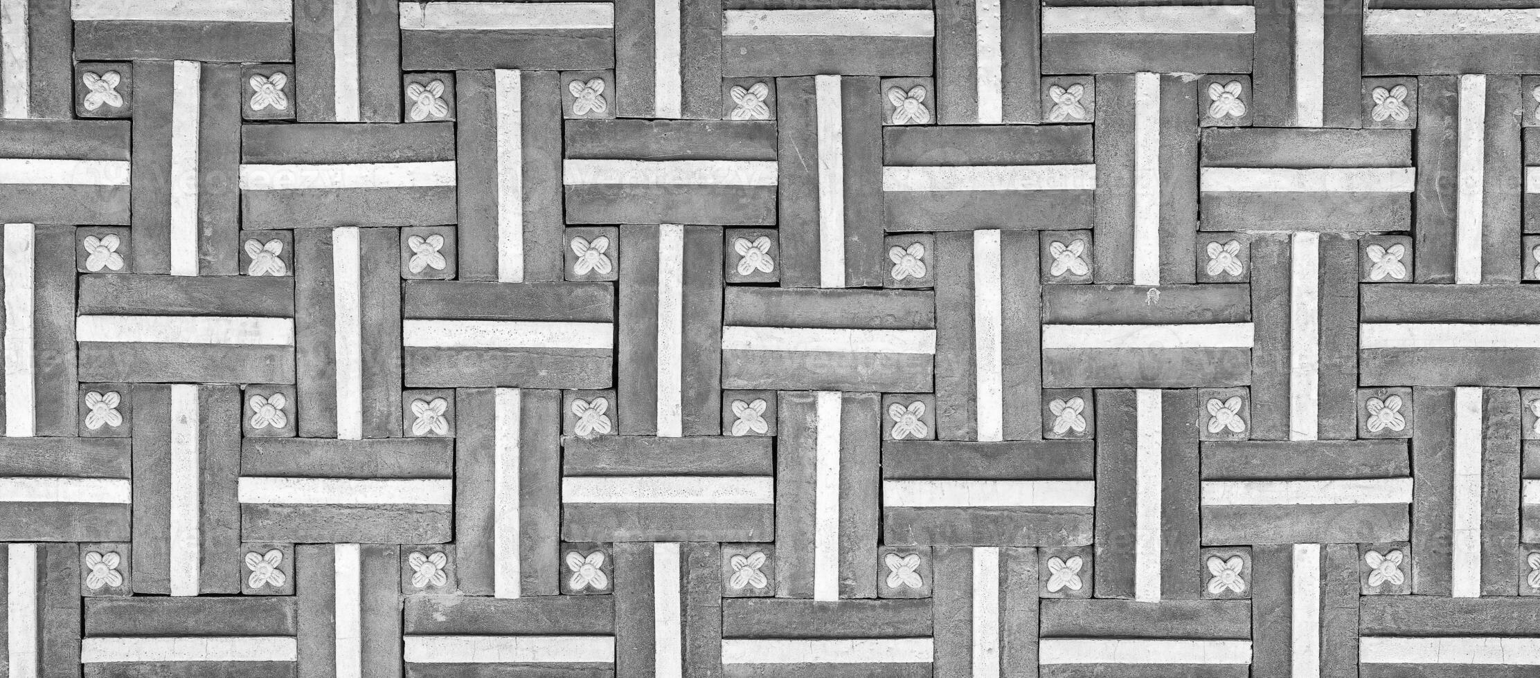zwart en wit structuur van een decoratief baksteenachtig tegels. abstract achtergrond voor ontwerp. foto