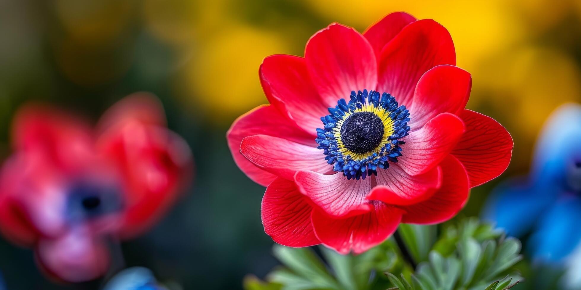 levendig rood anemoon detailopname foto