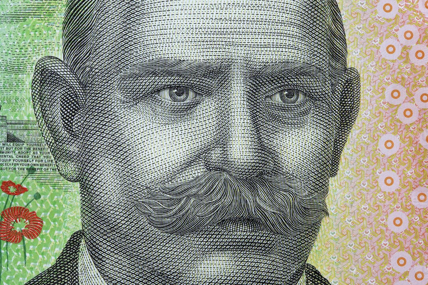 John Monash een detailopname portret van Australisch geld foto