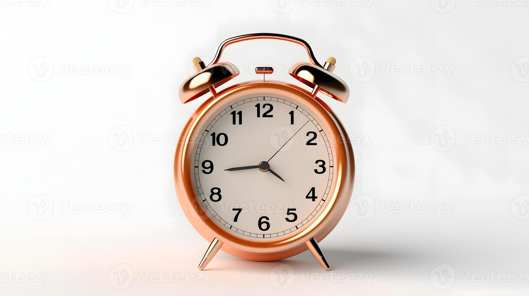 goud alarm klok in retro stijl geïsoleerd Aan wit achtergrond. tijd en ochtend- concept foto