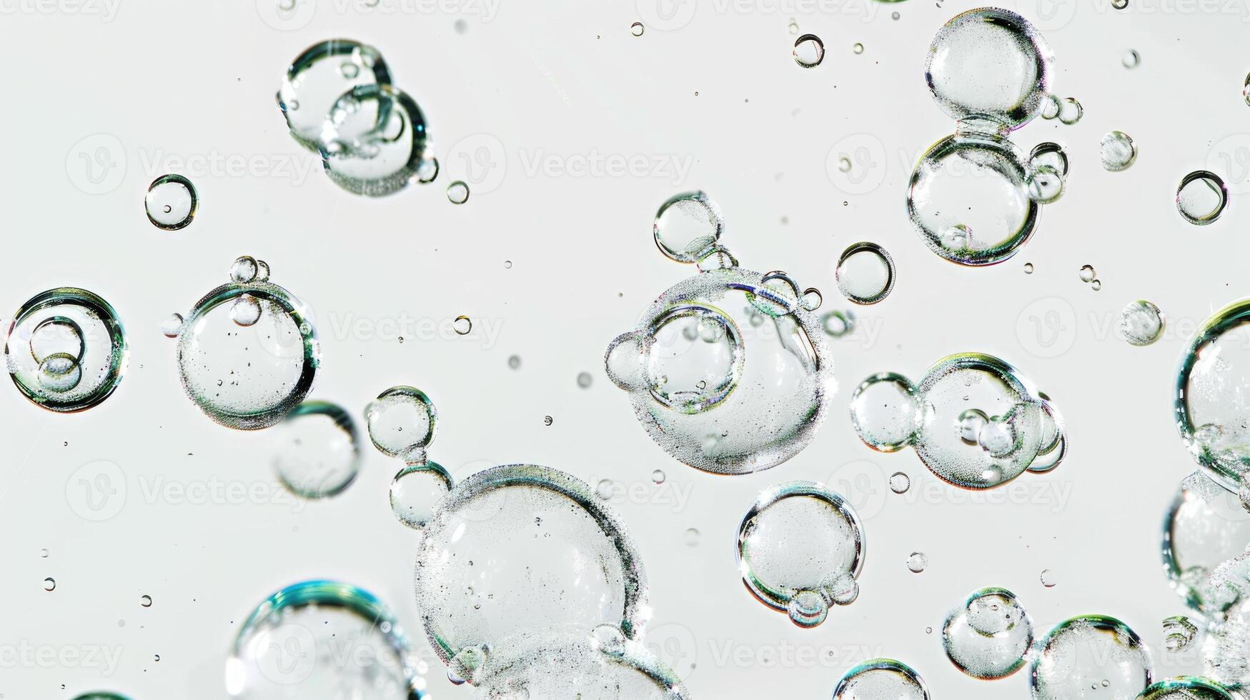 groot en Doorzichtig water bubbels drijft over- een wit achtergrond water bubbels foto