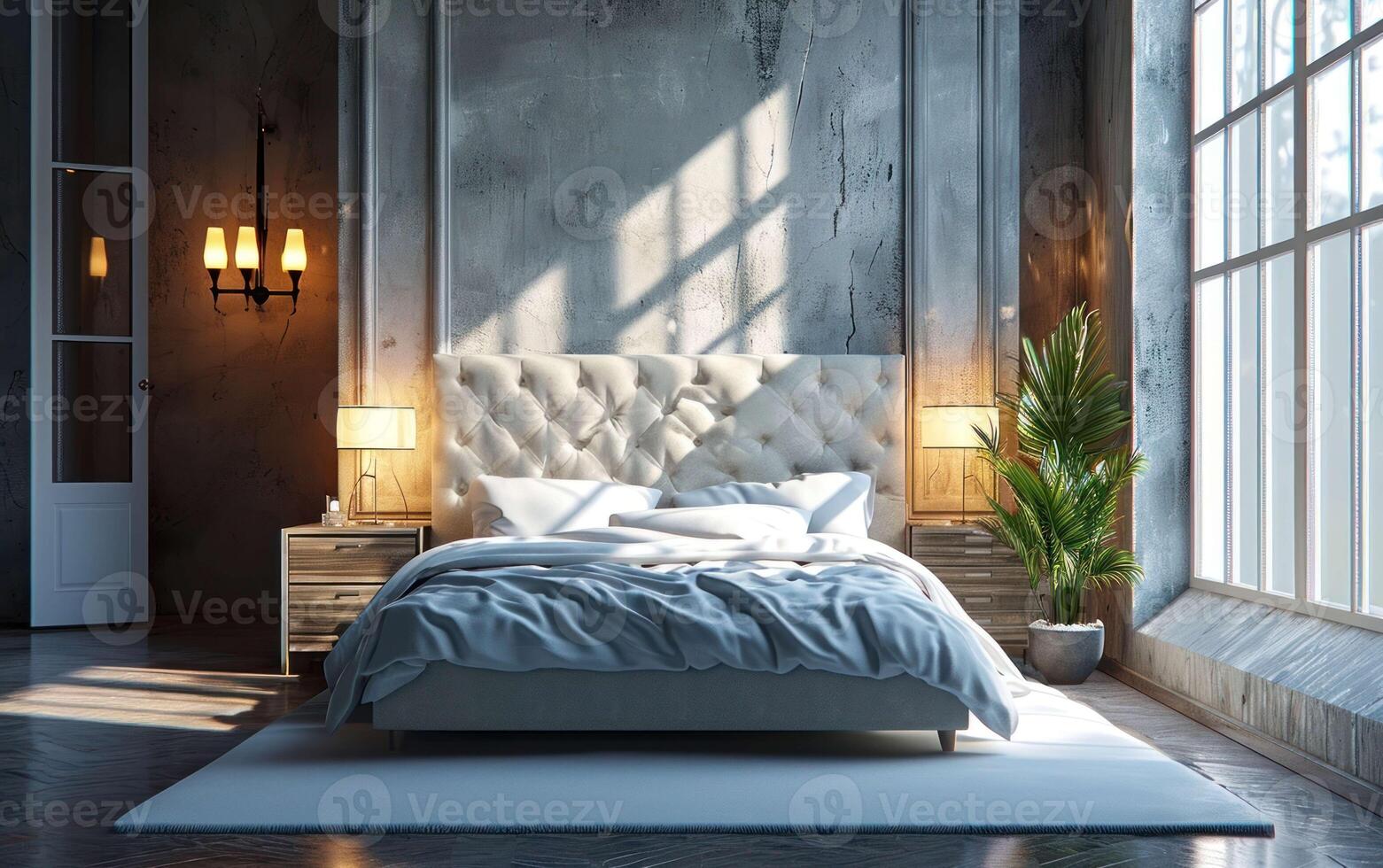 geavanceerde slaapkamer met een tintje van modern ontwerp foto