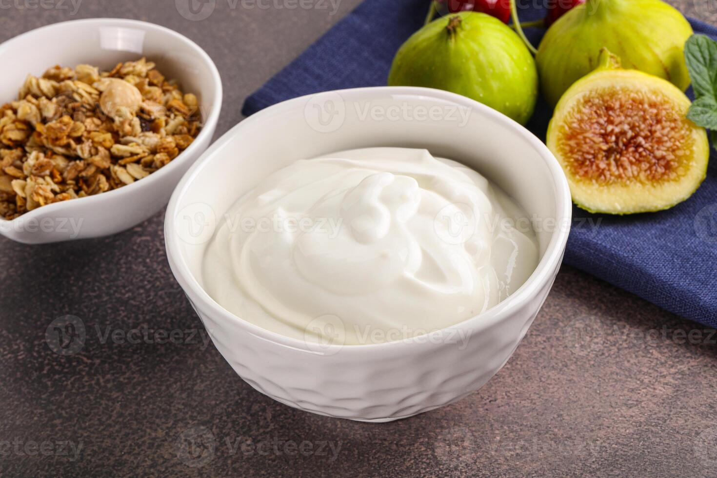 traditioneel eigengemaakt Grieks yoghurt met muesli foto