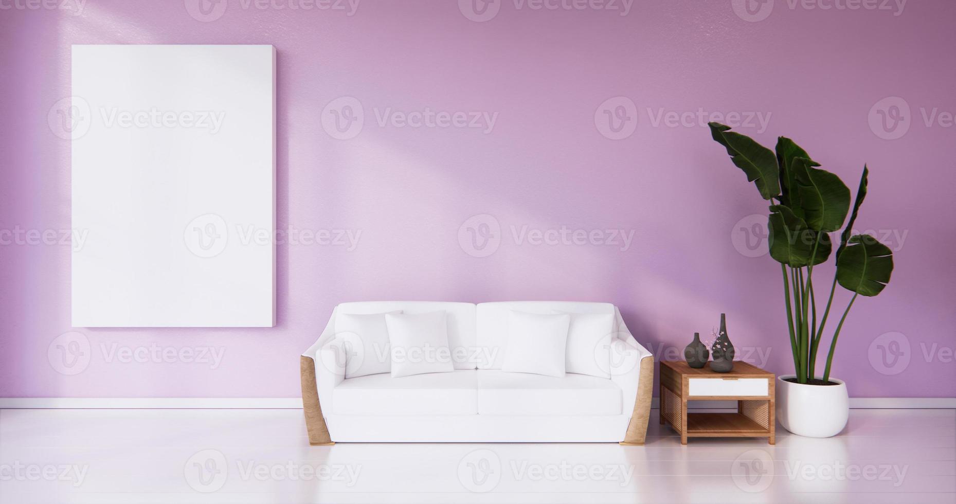 witte fauteuil in woonkamer, roze muren - roze stijl, 3D-rendering foto