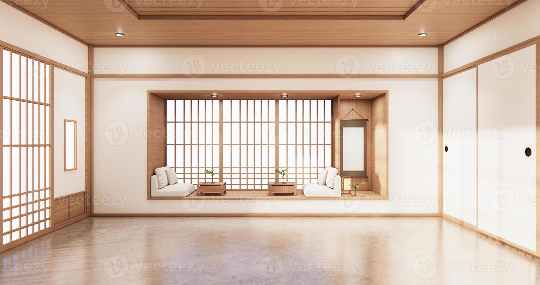 levend plankontwerp in minimaal ontwerp in Japanse stijl. 3D-rendering foto