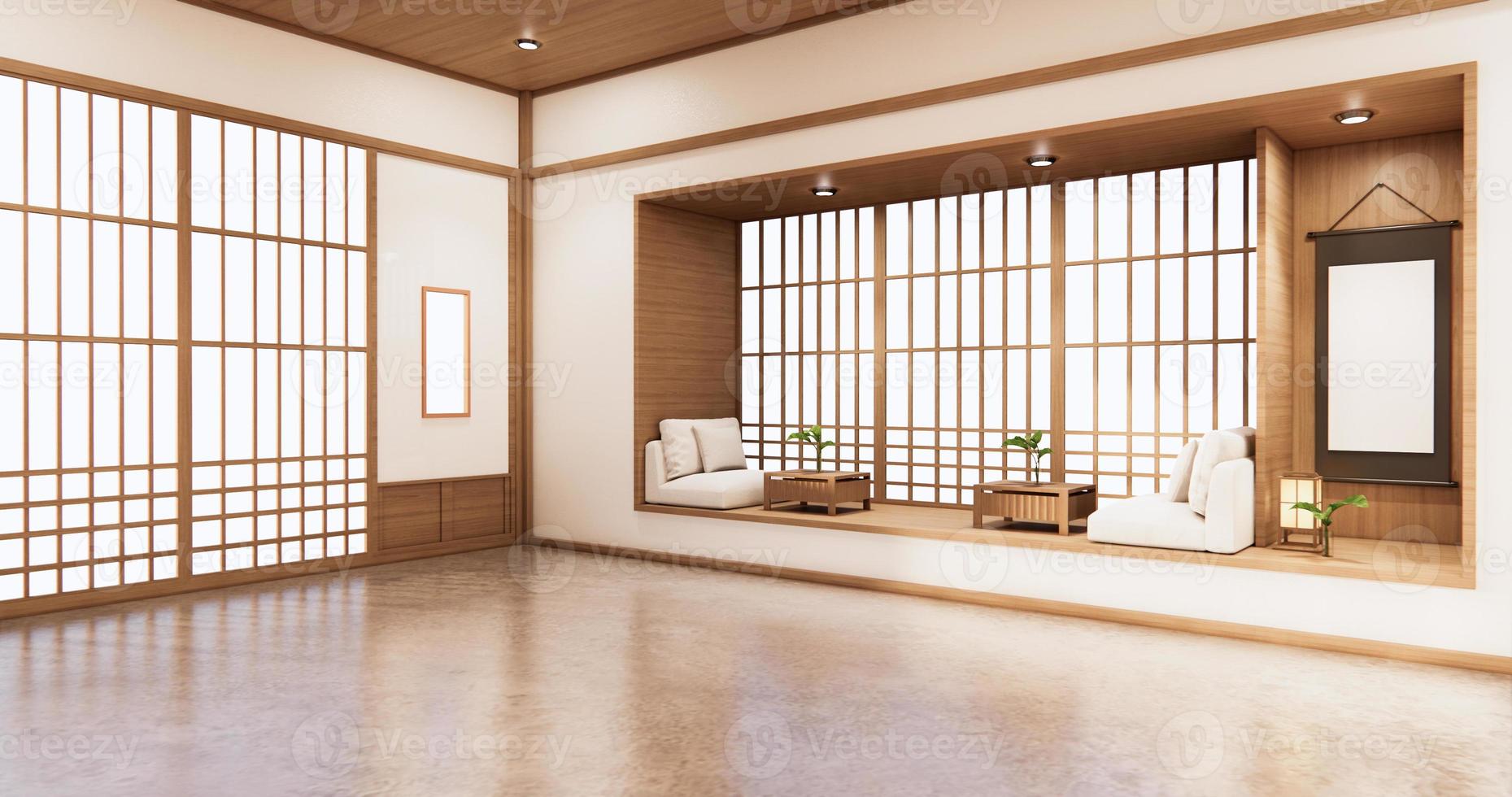 levend plankontwerp in minimaal ontwerp in Japanse stijl. 3D-rendering foto