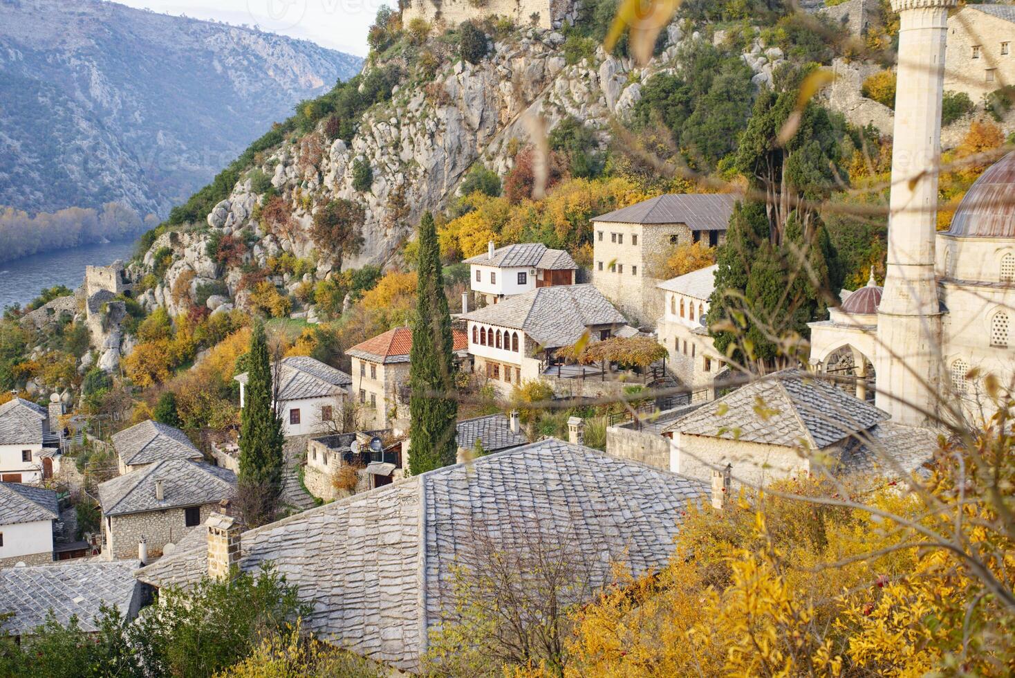 historisch stedelijk plaats van pocitelj, een traditioneel oud dorp van Bosnië en herzegovina. foto