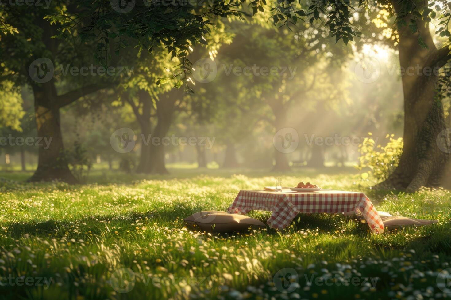 ai gegenereerd picknick in de park foto