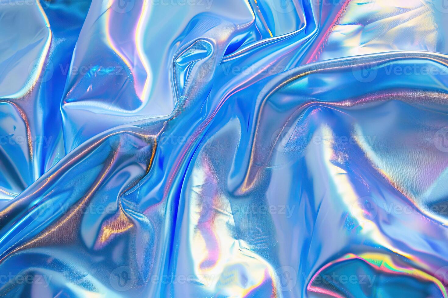 ai gegenereerd holografische stijl structuur achtergrond reflecterende kleding stof licht blauw veelkleurig iriserend foto