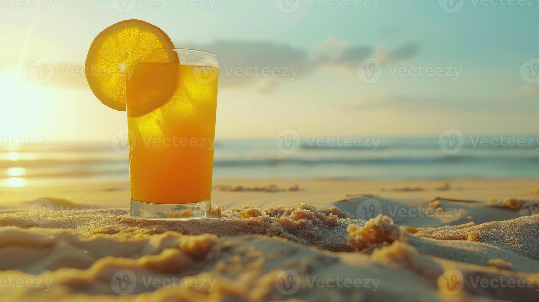 oranje drinken Aan zand foto