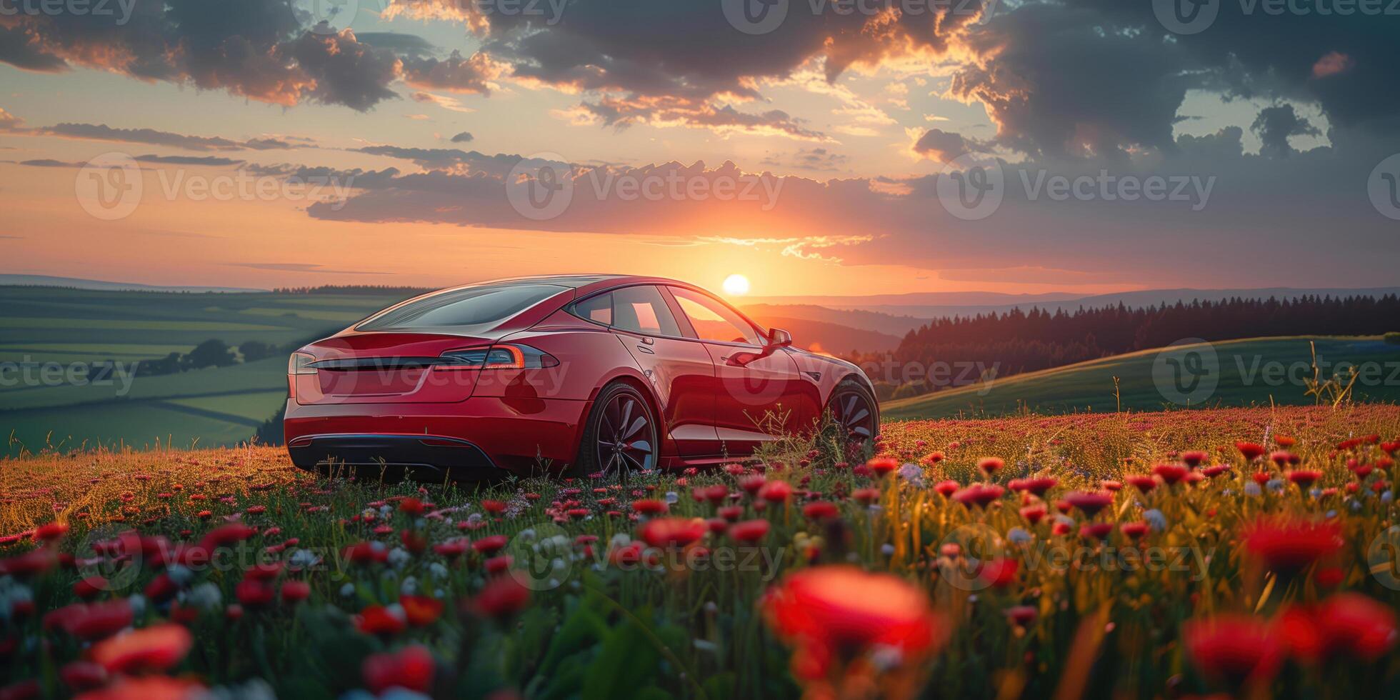 ai gegenereerd de auto van de toekomst is een modern technologisch auto met een elektrisch motor naar beschermen de milieu foto