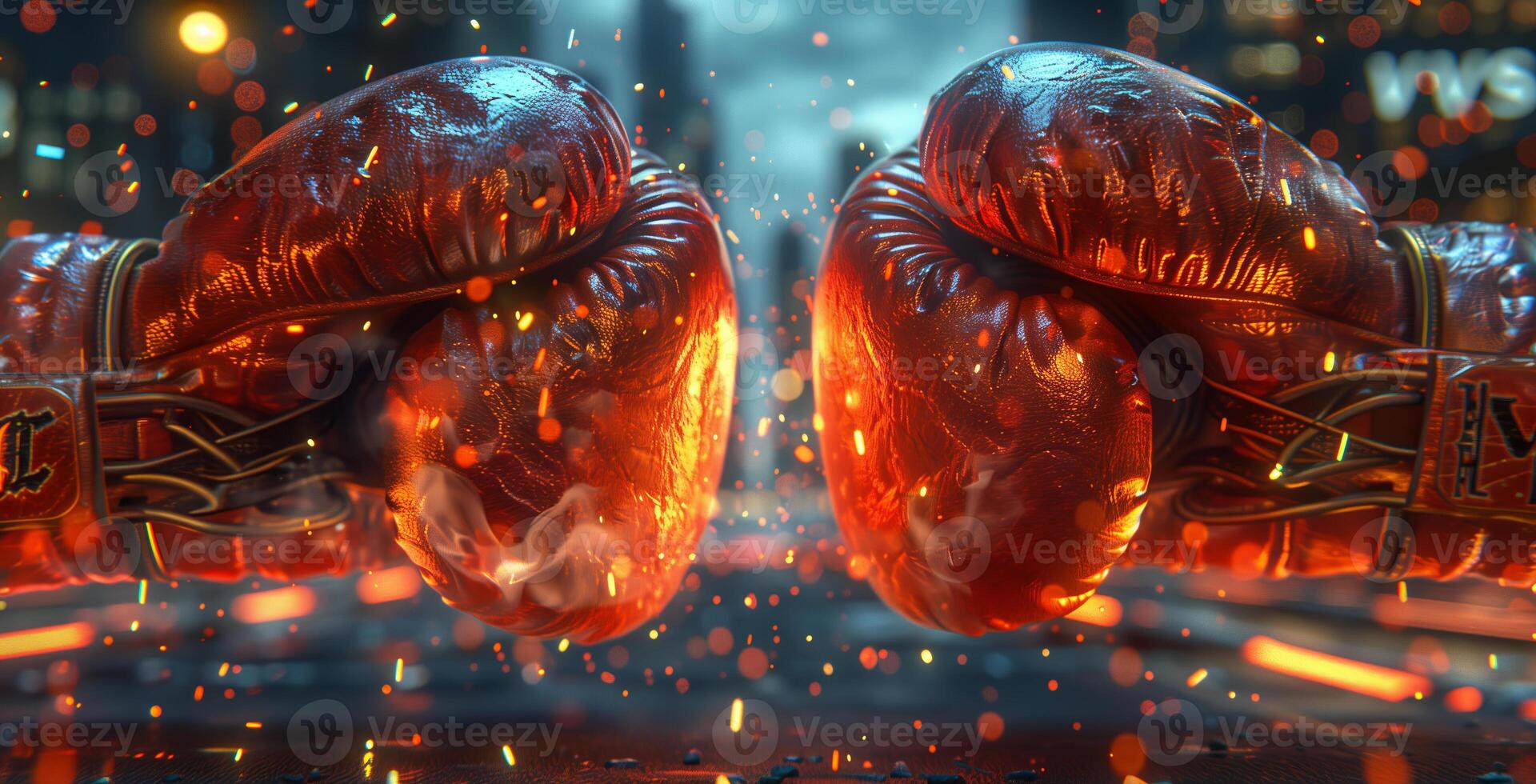 confrontatie thema met boksen vechten handschoenen Aan brand foto