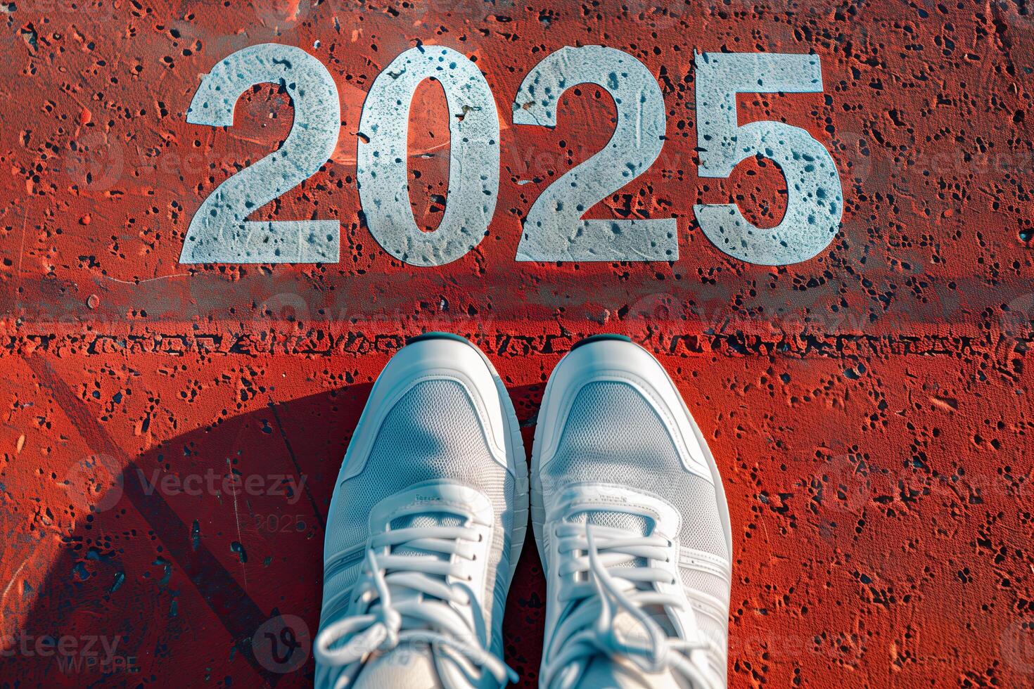 de begin van 2025 is geschreven Aan een kleurrijk weg. conceptuele foto van de komt eraan nieuw jaar 2025. nieuw jaar concept, motivatie, bedrijf Promotie, stap naar voren, in beweging naar voren, hoop