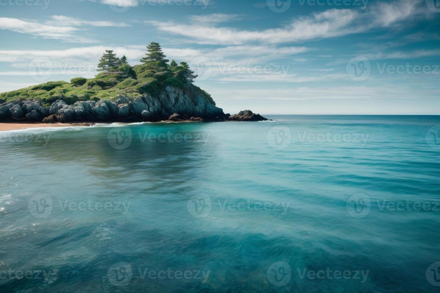 blauw oceaan golven en zon stralen in de oceaan foto