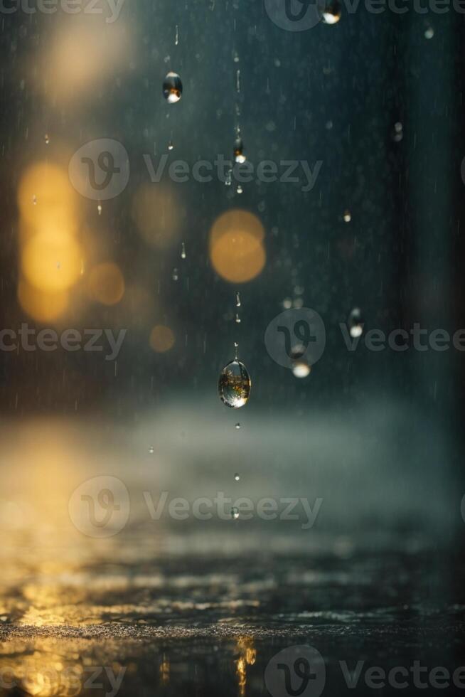 achtergrond van regen Aan wazig bokeh foto