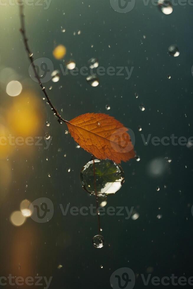 achtergrond van regen Aan wazig bokeh foto