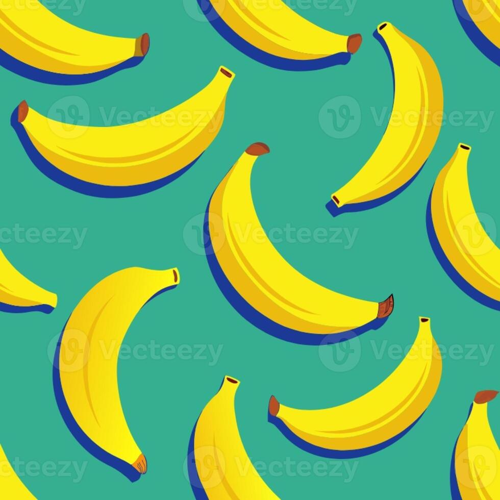 ai gegenereerd bananen zijn getoond in een patroon Aan een blauw achtergrond foto