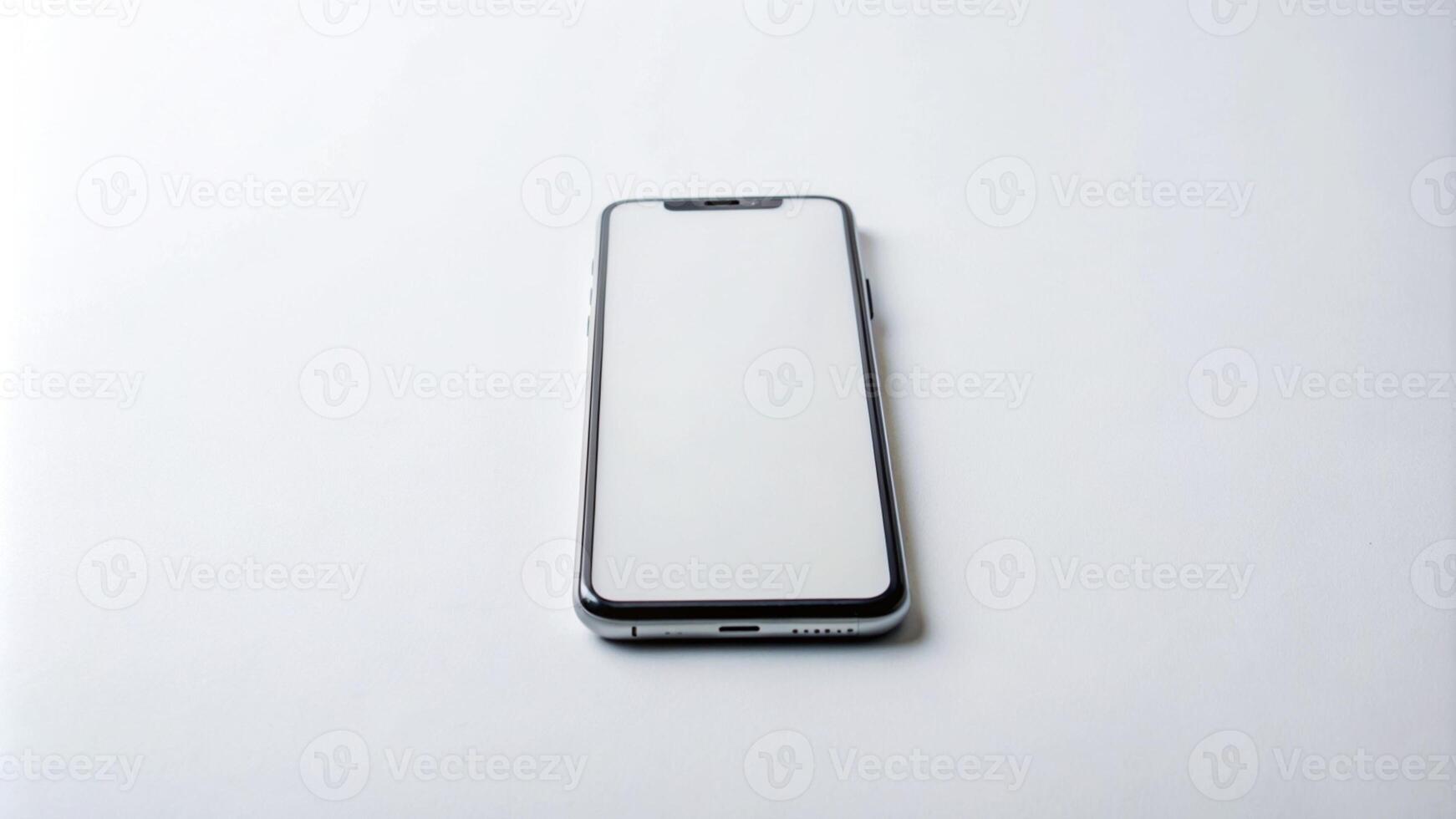 ai gegenereerd een iphone met een blanco scherm Aan een wit oppervlakte foto