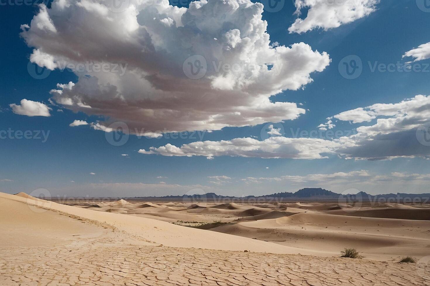 een woestijn met zand duinen en wolken Bij zonsondergang foto
